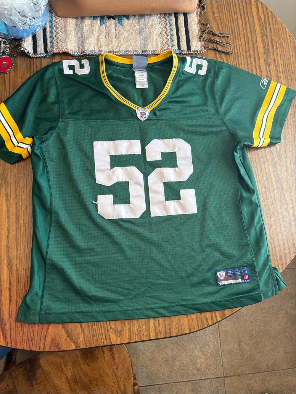 Nike Green Football Jersey with White Numbers and Yellow Trim